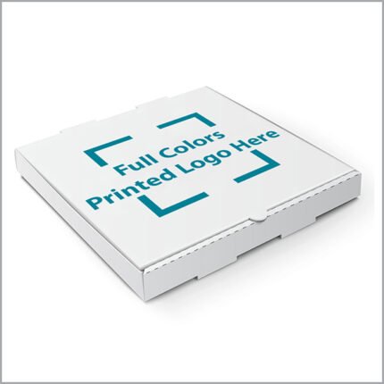 white pizza box print logo on pizza box