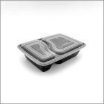 2 compartment Black Microwavable Containers