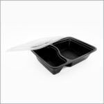 2 compartment Black Microwavable Containers